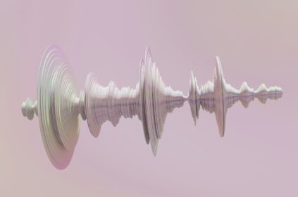 a sound wave is shown in the middle of a pink background